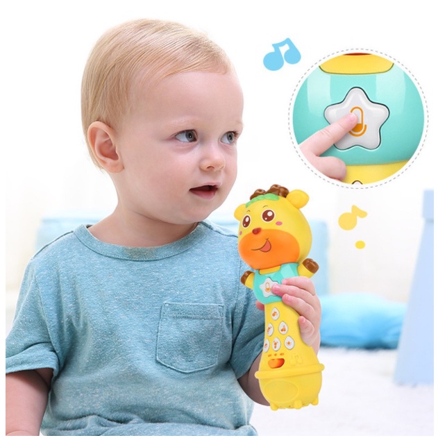 Mainan mikrofon bayi Tongkat Rattle Musik / Lampu Kelap-Kelip Bentuk Kartun