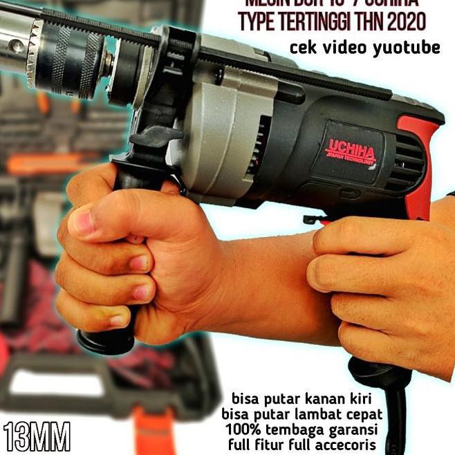 ☛ Promo Mesin bor 13mm 10mm komplit set mata listrik baja besi kayu tembok drill uchiha uciha poles
