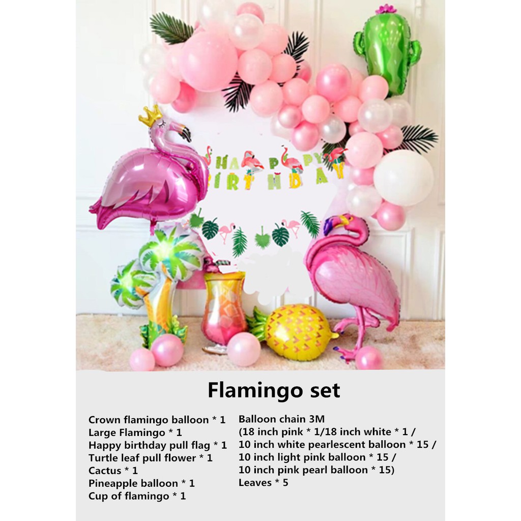 Hawaii Pesta Luau Flamingo Party Palm Leaf Balon Hutan Pesta Ulang Tahun Dekorasi Hawaii Dekorasi Pe Shopee Indonesia
