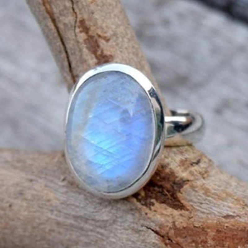 Cincin Moonstone Model Lebar Untuk Pria Dan Wanita