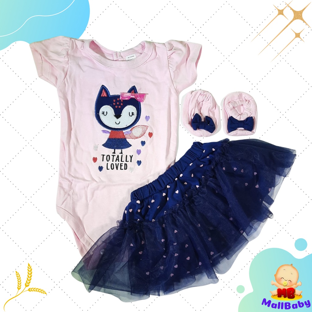 Baju Bayi Perempuan 6-12 Bulan Setelan Jumper Bayi Perempuan 0-6 Bulan Bandana Sepatu Bayi Totally Loved