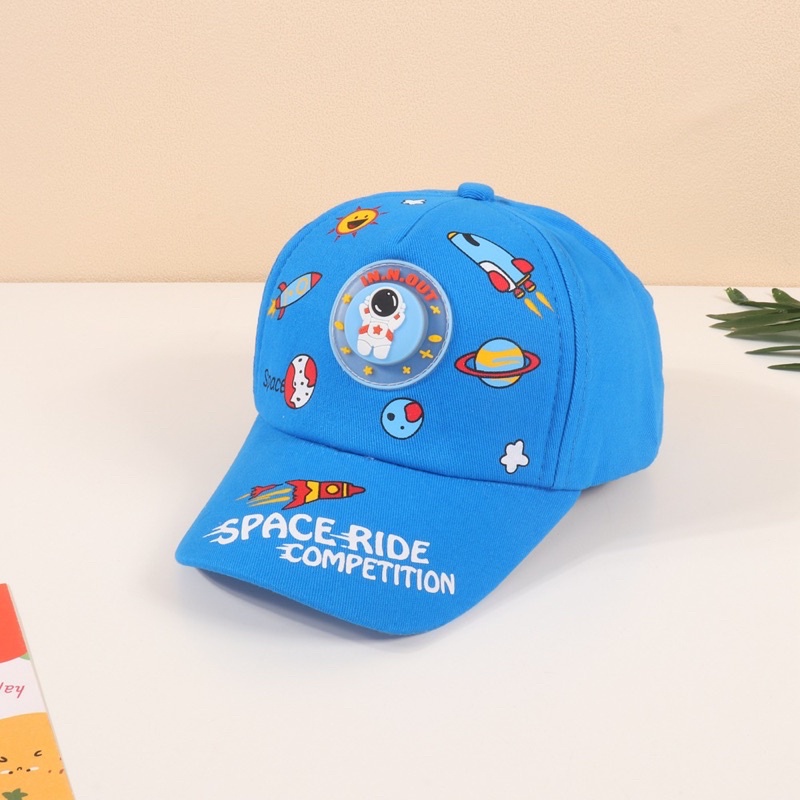 Topi Baseball Anak Balita Impor Space Ride Competition Lampu / Toddler Kid Baseball Hat-Biru tua
