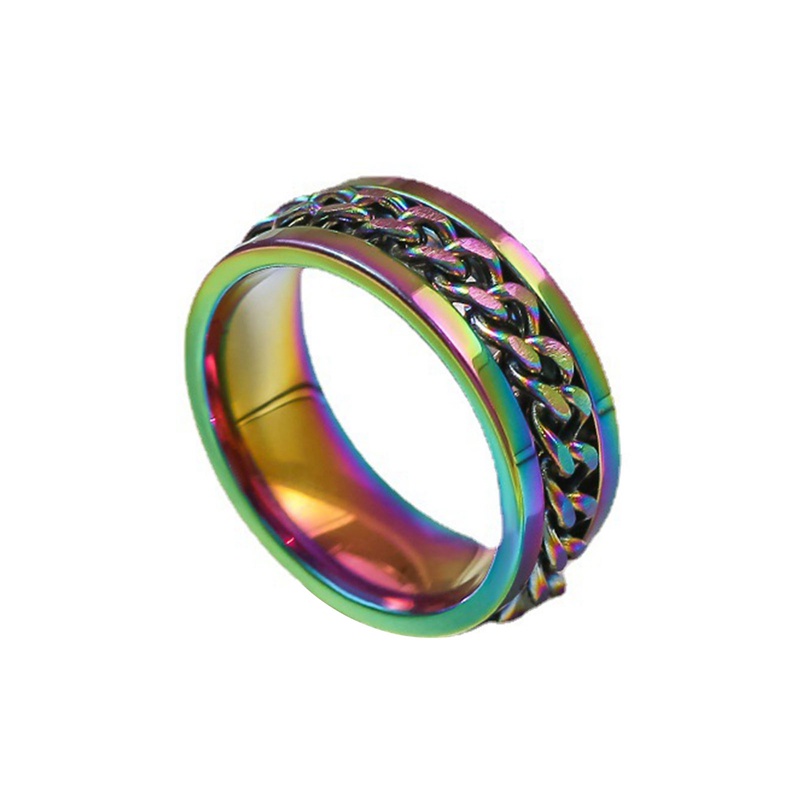 Cincin Rantai Bahan Titanium Steel Untuk Pria Dan Wanita