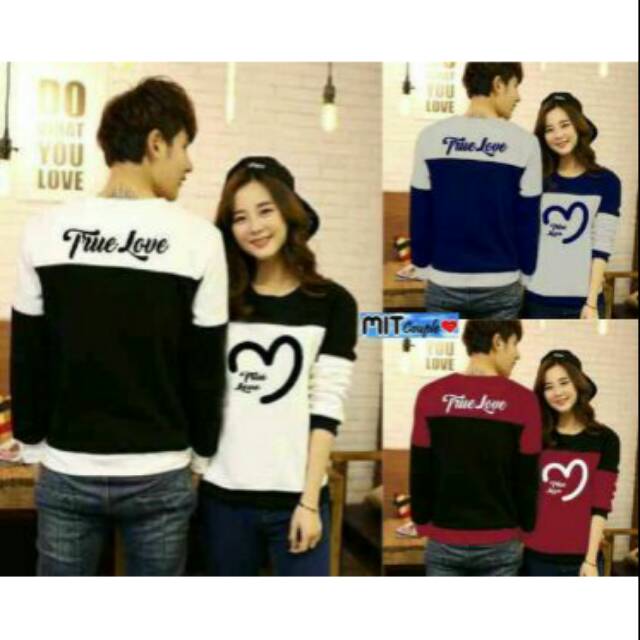 Kaos couple true love lengan panjang - baju pasangan