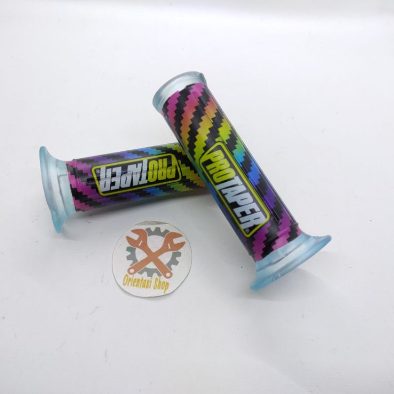 HANDGRIP CARBON PELANGI KARET EMPUK GRIP RAINBOW BISA UNTUK SEMUA MOTOR