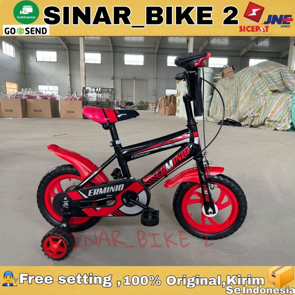 Sepeda Anak Laki BMX ERMINIO Ukuran 12 Inch Ban Eva Busa