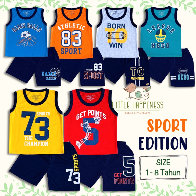 SETELAN SINGLET BAJU ANAK COWOK 1-8 TAHUN &quot;SPORT SERIES&quot; / SETELAN BAJU ANAK KELFI