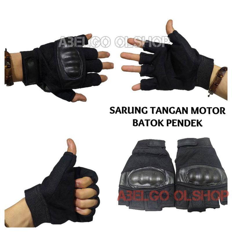 SARUNG TANGAN MOTOR BUNTUNG BATOK KERAS TELAPAK KAIN/SARUNG TANGAN MOTOR PENDEK BATOK