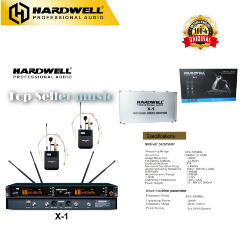MIC WIRELESS HARDWELL CLIP ON + HEADSET BANDO ORIGINAL MIC HARDWELL