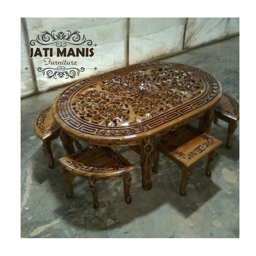 Meja teh oshin kayu jati