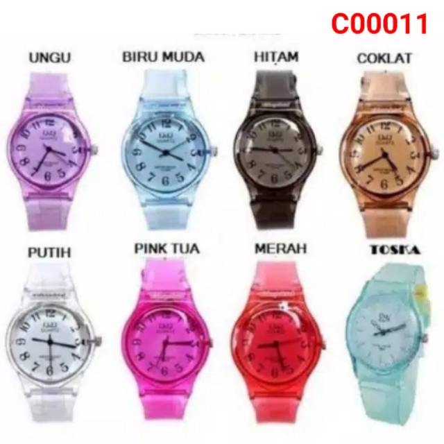 DC C ( C00011 ) JAM TANGAN TRANSPARAN DEWASA / WATER RESISTANT / TIDAK BISA MEMILIH