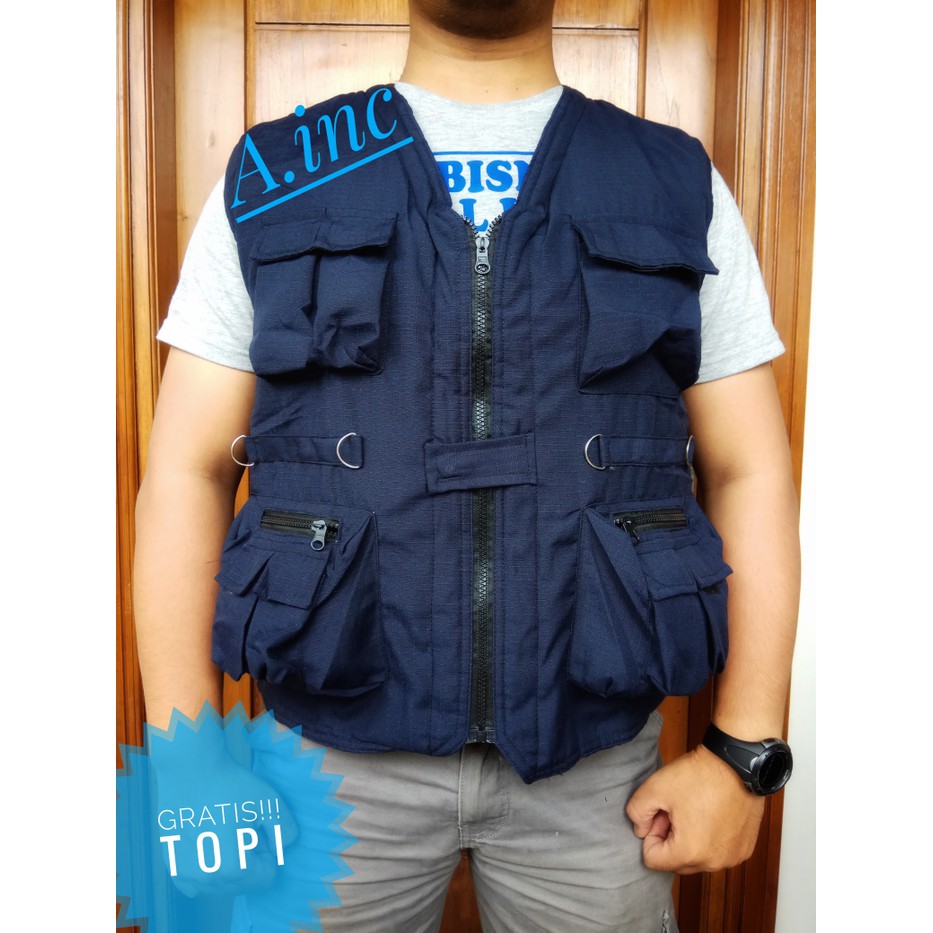 TERbaru Jaket Rompi Motor NAVY Rompi PDL Outdoor Ripstock Rompi Mancing Fashion Pria R6M7