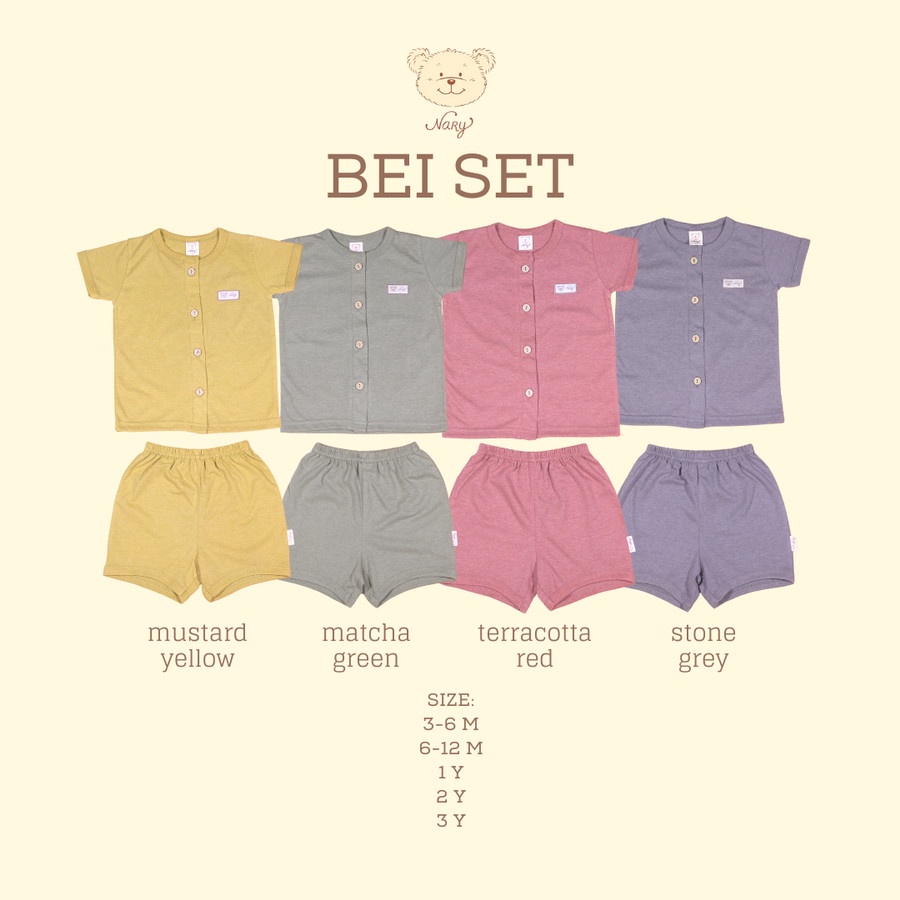 Nary BEI Button Set - Setelan Baju Pendek &amp; Celana Pendek