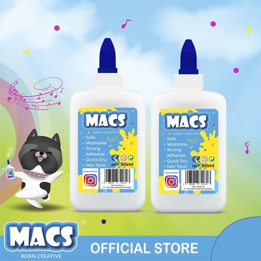 2 pcs MACS White Glue Lem Kertas putih 60 ml