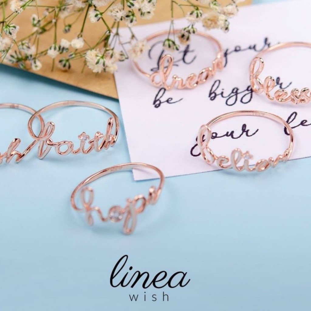 CINCIN LINEA WISH UBS EMAS KADAR 17K FAITH HOPE LOVE BELIEVE BLESSED WISH