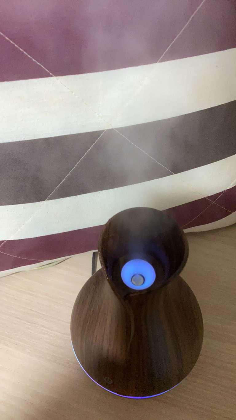 Ultrasonic Air Humidifier Aroma Essential Oil Diffuser 400ml With Wood Grain 7 Color Led Lights