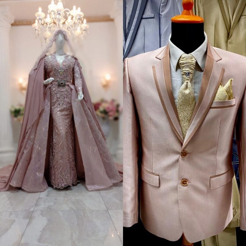 COUPLE GAUN PENGANTIN DAN JAS PREMIUM MEWAH | GAUN PASANGAN | BAJU PENGANTIN COUPLE MODREN