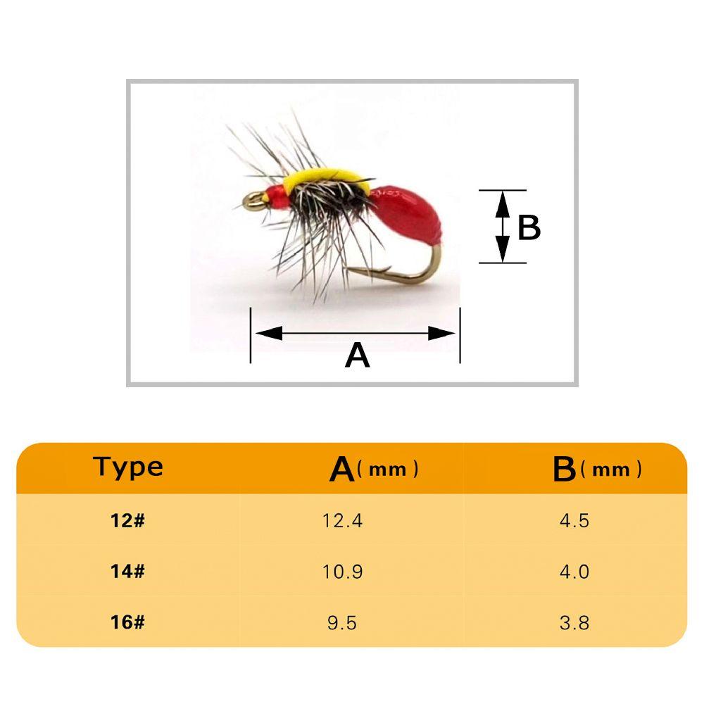 Top 5pcs Pancing Lalat Semut Punggung Lengkung Merah12# 14# 16# Tanpa Kait Duri Bahan Pengikat Manual