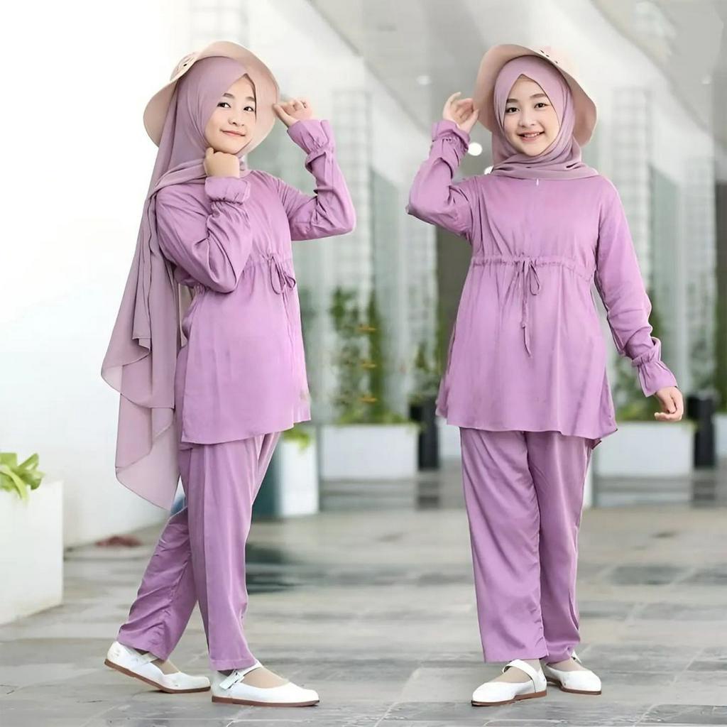 SETELAN ANAK DAYANA BAHAN WOLLYCREPE LD 86 CM PJ 70 CM LP 80 CM ADA SLETING DEPAN SETELAN ANAK PREMPUAN 2023 KEKINIAN ONE SET ANAK KOREAN STYLE MUSLIM SET BAJU MUSLIM ANAK FASHION TERBARU PAKAIAN ANAK PREMPUAN