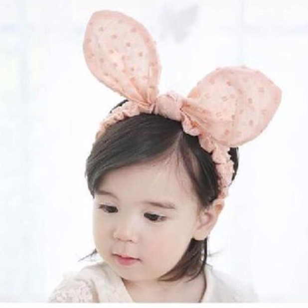 Bando anak polkadot pink | Headband rabbit PINK