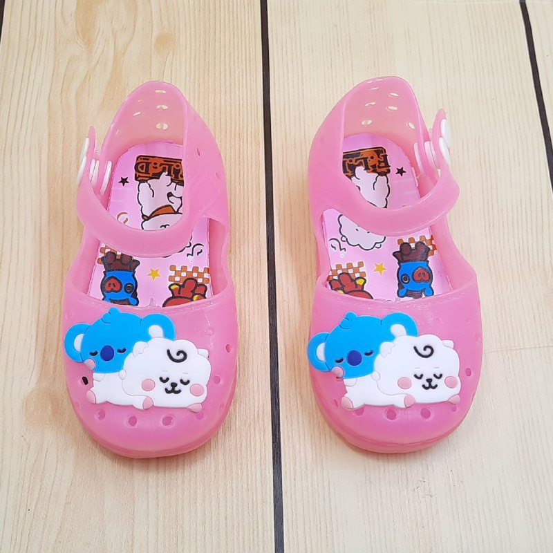 Sepatu Anak Perempuan Jelly LED Usia 6 Sampai 18 Bulan - Sepatu Anak Cewek Jelly Lampu Motif PINK Sepatu Jelly Lentur Elastis Anti Licin Model Tali