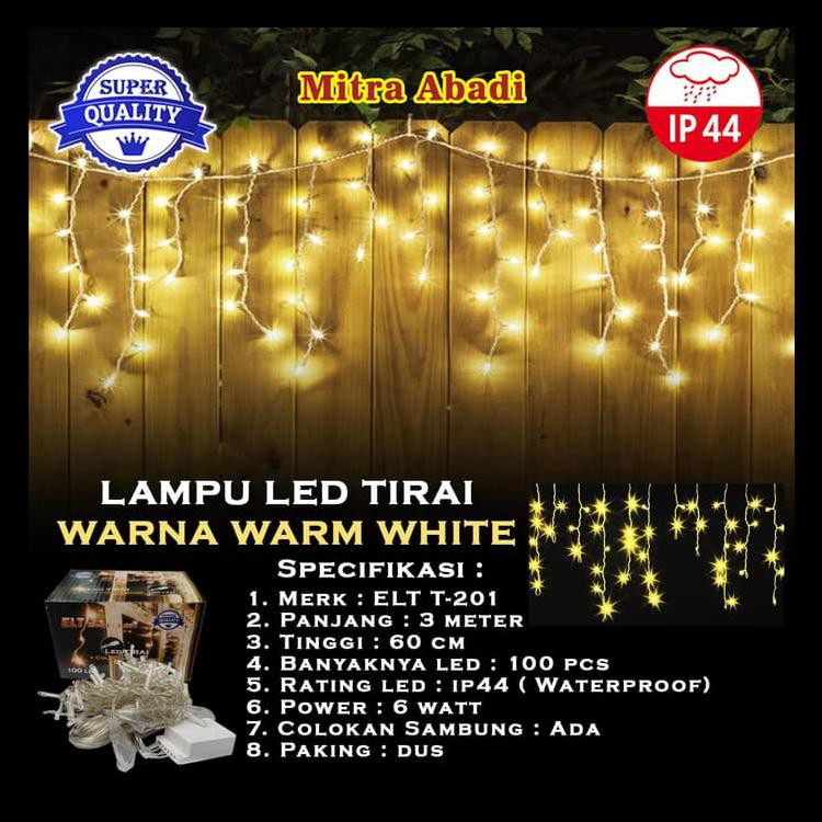Lampu Natal Tirai Led Warm White