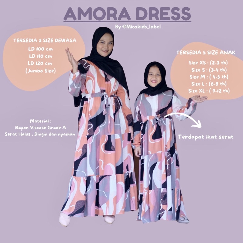 GAMIS COUPLE GAMIS MUSLIM IBU DAN ANAK [Harga Terpisah] Amora