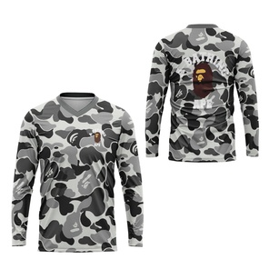 Fikastore - Kaos Pria Motif A Bathing Ape Bape Panjang Kerah V-Neck