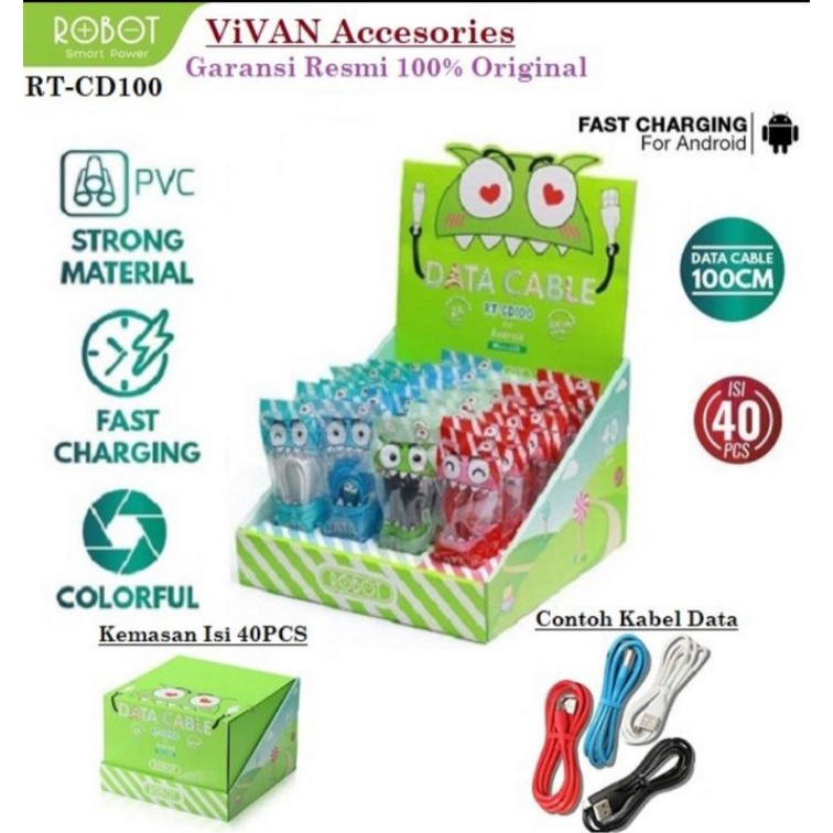 ROBOT RT-CD100S Kabel Cable Data Charging 2.4A 1M Micro USB Android /PCS