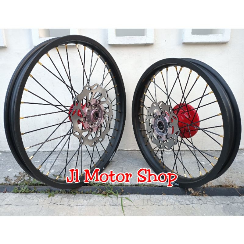 PAKETAN WheelSet VELG KLX CRF WR 16 19 18 21 Set - VELG TRAIL TROMOL JARI2 KLX150 CRF150 WR155 CRF150L RING 16 19 - 18 21 - 17 19 PLUS CAKRAM BERGARANSI