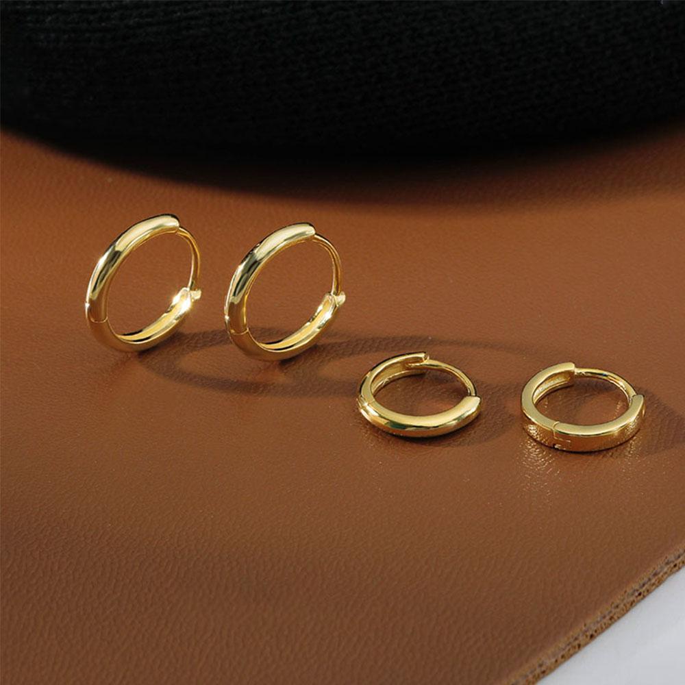 REBUY Rebuy Hoop Earrings Aksesoris Perak Wanita 6mm /8mm /10mm /12mm Korea Gesper Telinga Sederhana