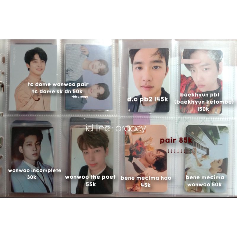 photocard baekhyun ketombe, baekhyun don't fight the felling pb 1, d.o dont fight the felling pb 2, 