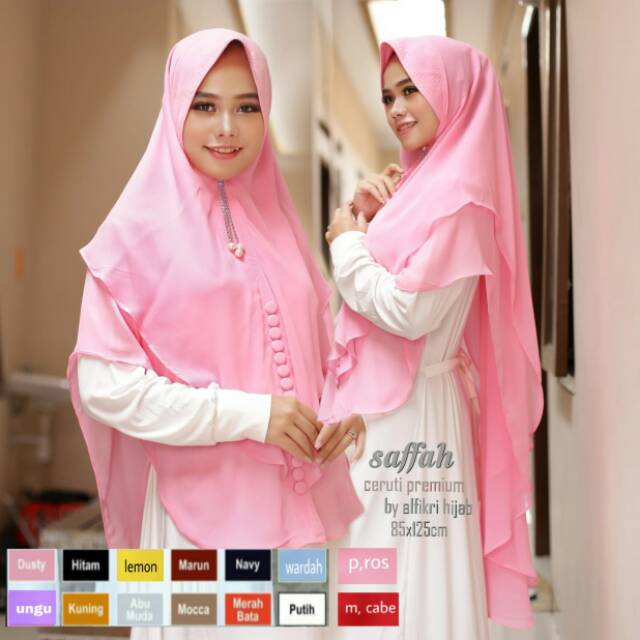 Jilbab Khimar Ceruti Warna Pink Baby Shopee Indonesia