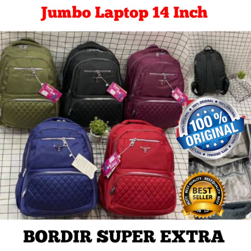 ORIGINAL Tas Ransel CHIBAO Laptop Wanita JUMBO 14 Inch Anti Air SUPER Terbaru