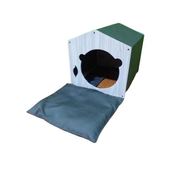 KANDANG KUCING LUCU MAHAR MURAH UKURAN CUKUP BESAR BAHAN KAYU MULTIFLEK BONUS BANTAL UKURAN XL JUMBO-2