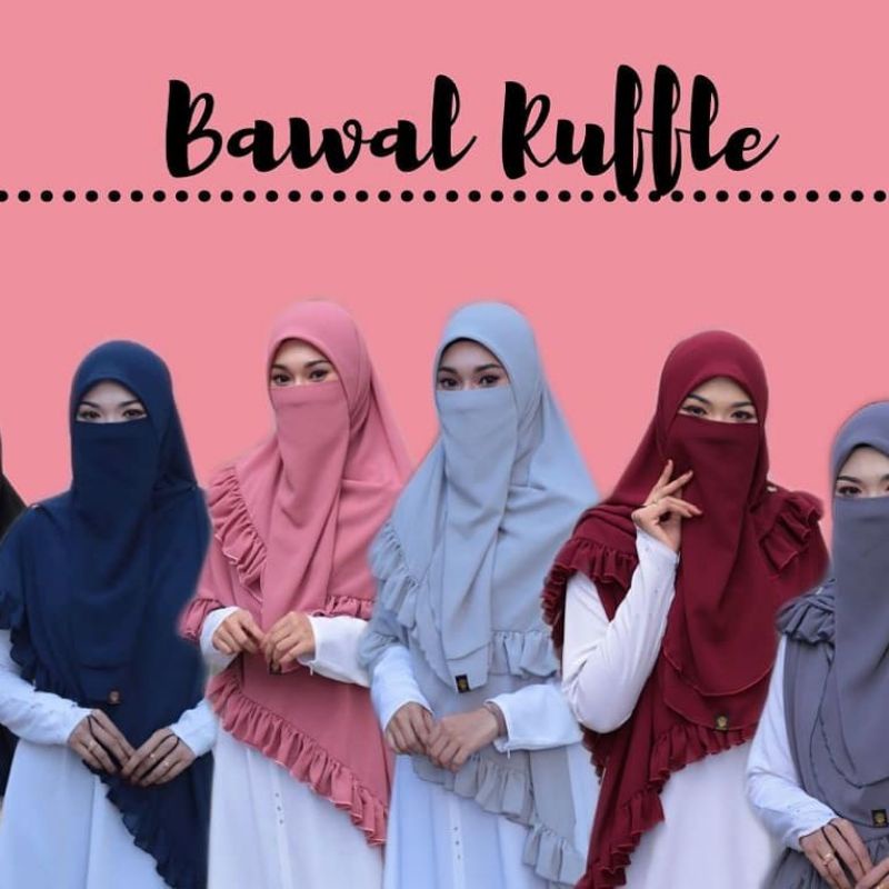 Jilbab Instan Segitiga Belah Rempel Bawal Ruffle