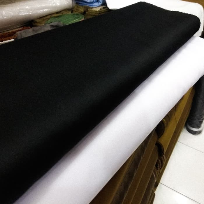 Bahan Kain Katun Drill Tebal Seragam Sekolah SD / SMP/ SMA / Hitam / Putih [Per 10 cm]