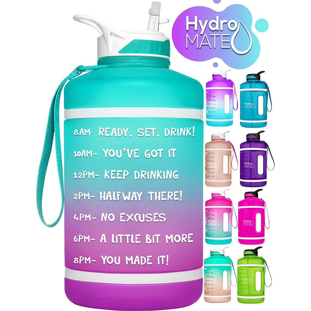 Hydro Mate Gradient Water Bottle Time Marker With Straw - 3,7 L