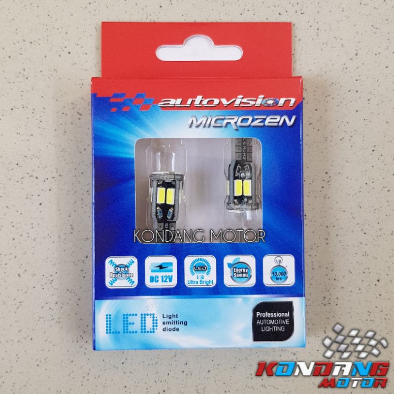 led t10 putih dan biru autovision