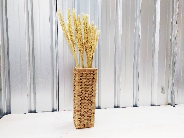 Water Hyacinth Wicker Vase / Vas / Bejana / Tempat Bunga Kering Tanaman Artificial T 40 cm L 15 cm