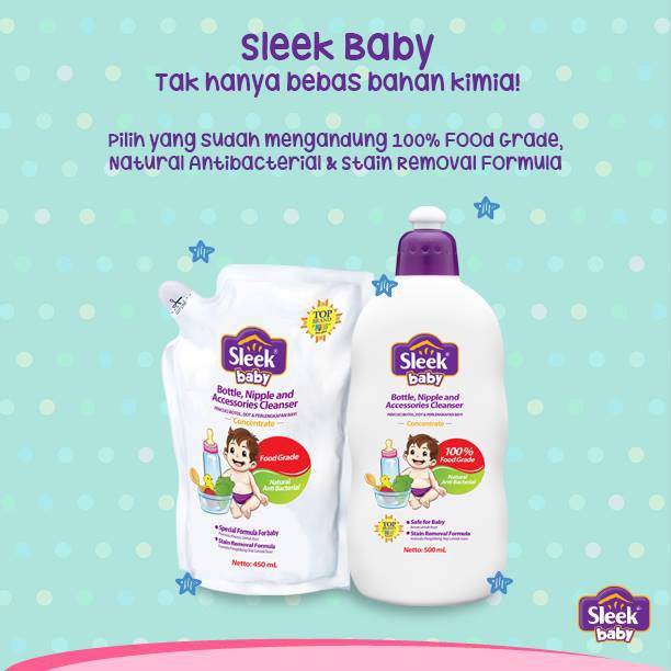 Sleek Bottle and Nipple Cleaner 150ml - Sabun Pembersih Botol dan Dot Bayi 150ml