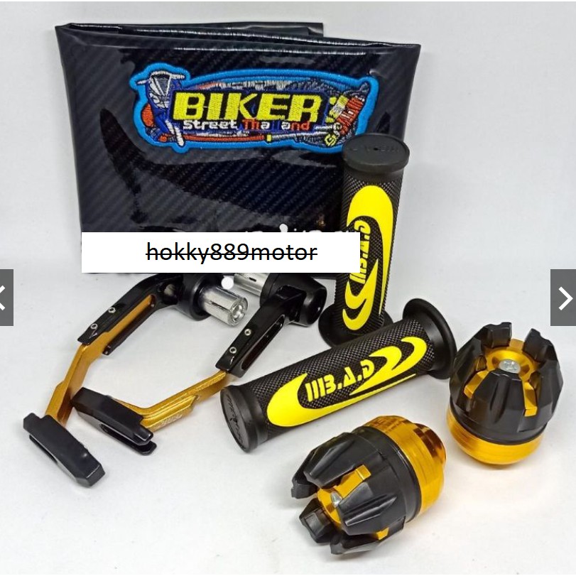 paket variasi motor, kulit jok + handgrip bad Nike + jalu as roda depan + proguard robot universal