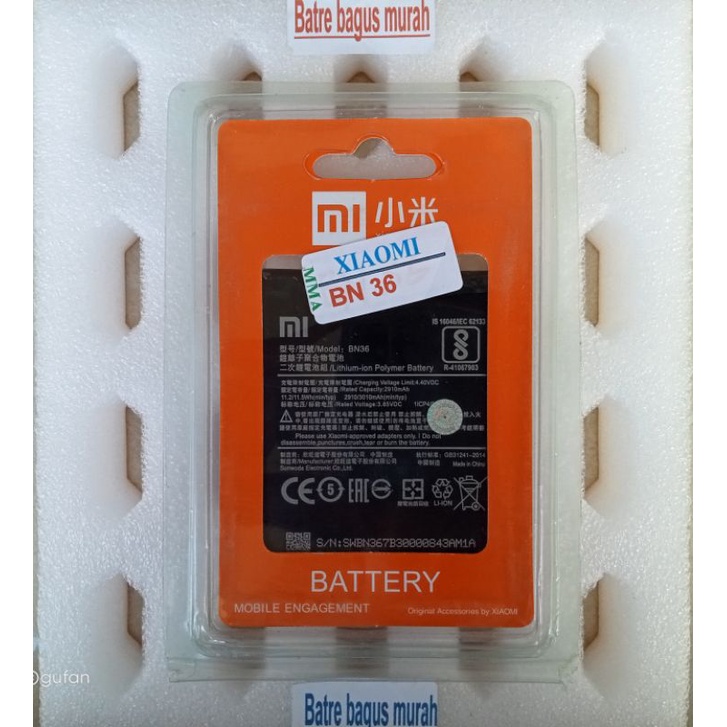 Batre battery baterai Oril redmi 6X MI A2 BN 36 BN 36