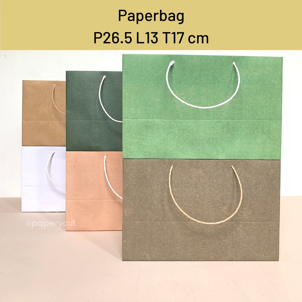 

Paperbag Tas Kertas Kraft Warna Polos Goodie Bag 26.5 x 13 x 17 cm