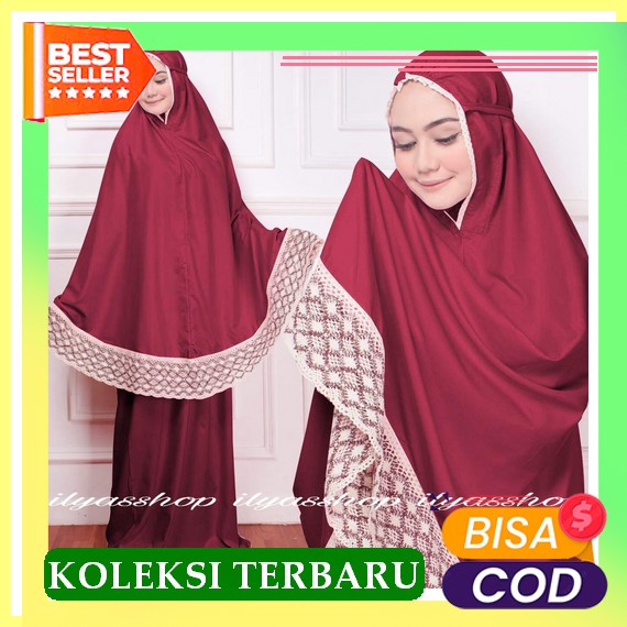 Mukena Dewasa Terbaru 2021 Bordir Katun Rayon Premium Putih Jumbo Terusan Siti Khadijah Mukenah Tull