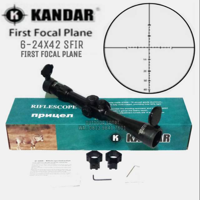 Telescope Kandar 6-24X42 SFIR FFP Tube 30 Air Rifle Scope Hunting - Teleskop Impor Rusia