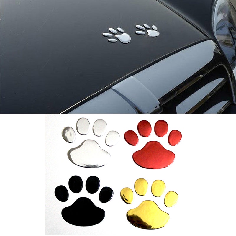 2pcs Keren Stiker Mobil Desain paw 3d Hewan Anjing Kucing Beruang Kaki Cetak Jejak Kaki Stiker Mobil Perak Emas Aksesoris Mobil