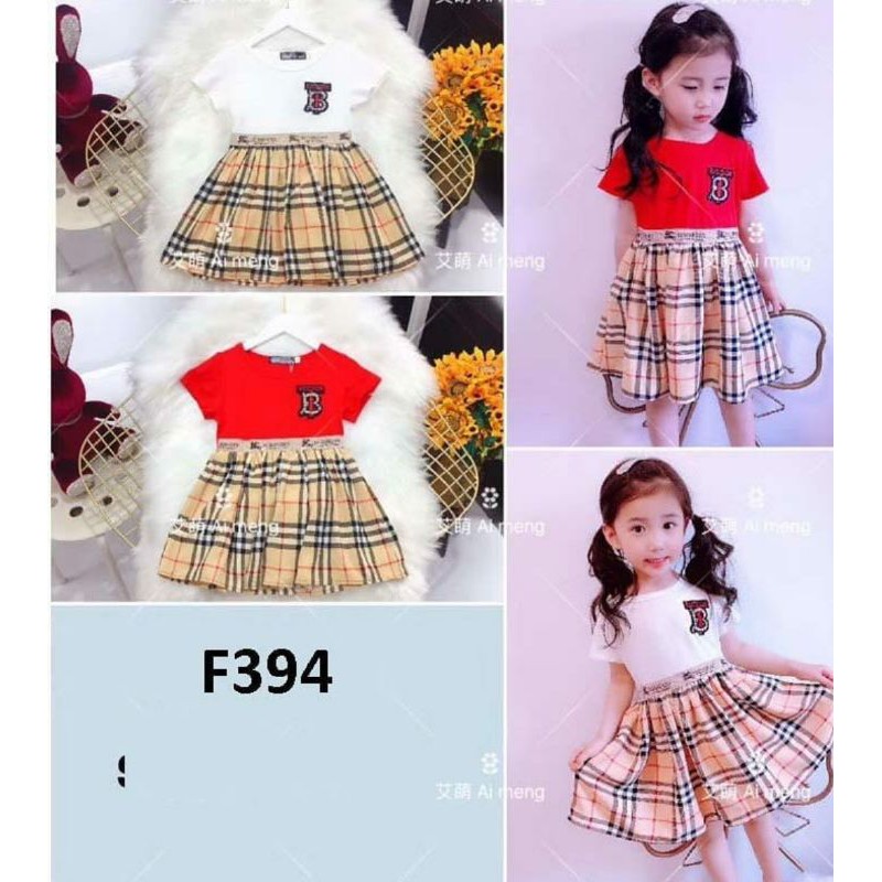 F394 Drees Burberry/baju anak perempuan import/Drees anak perempuan/baju anak branded