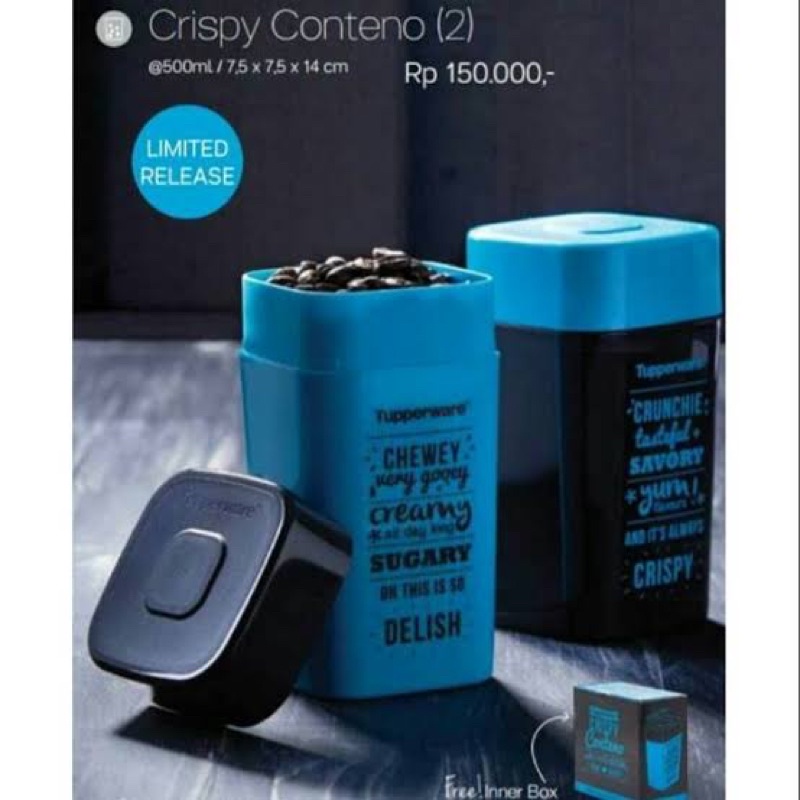 Tupperware Crispy Conteno / Wadah Kopi/Teh/Gula Unik Tupperware