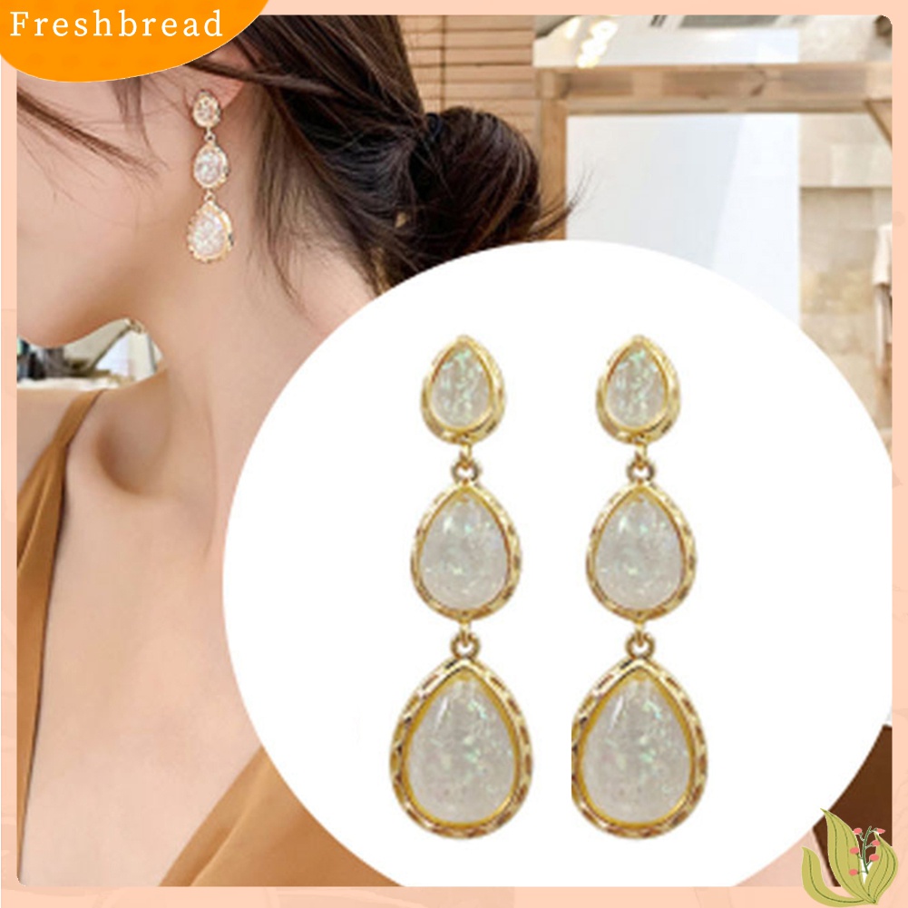 Terlaris Fashion Women Waterdrop Faux Gem Ear Stud Dangle Long Earrings Jewelry Gift